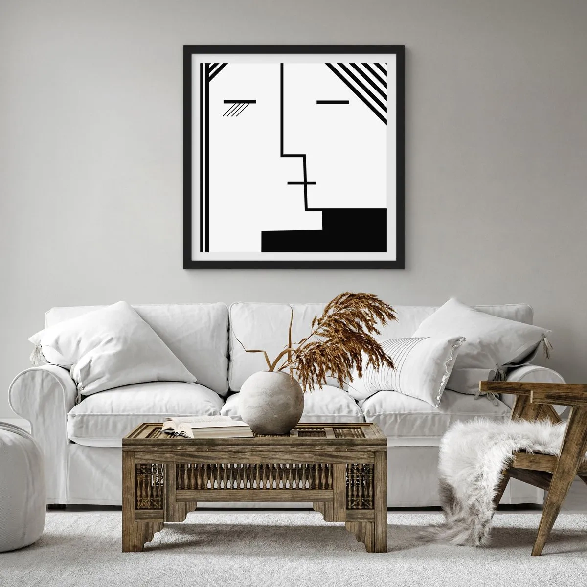 Poster in cornice nera - Semplicemente un bacio - 60x60 cm