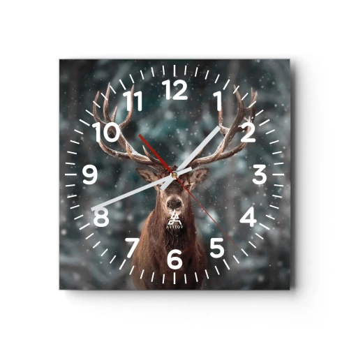 Orologio da parete - Orologio in Vetro - Il re del bosco incoronato - 30x30 cm