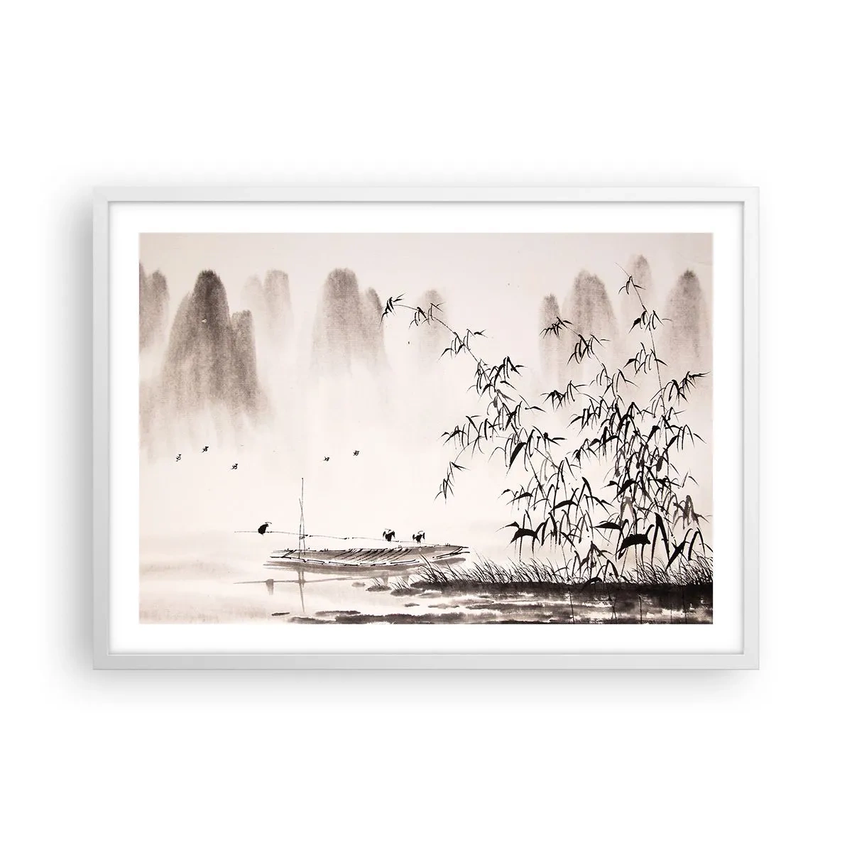 Poster in cornice bianca - Il silenzio dei campi di riso - 70x50 cm