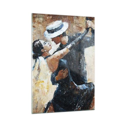 Quadro su vetro - Una coppia che balla in uno stile elegante con un tocco classico - 50x70cm - Alla Rodolfo Valentino - Decorazione murale moderna per soggiorno e camera da letto ARTTOR