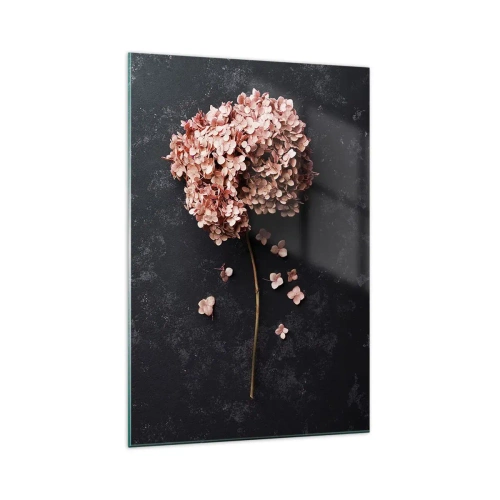 Quadro su vetro - Un delicato fiore di ortensia su uno sfondo scuro - 70x100cm - Un vero segno romantico - Decorazione murale moderna per soggiorno e camera da letto ARTTOR