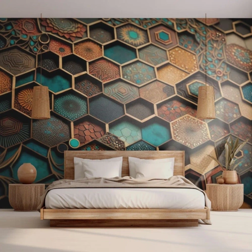 Fotomurali Standard Eco - Decorazioni arabe: variazione - Cubo, Mosaico, Modello - 350x256 cm