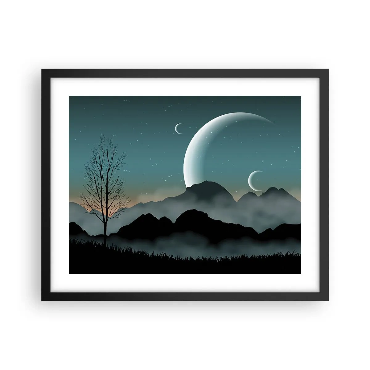 Poster in cornice nera - Il carnevale di una notte stellata - 50x40 cm