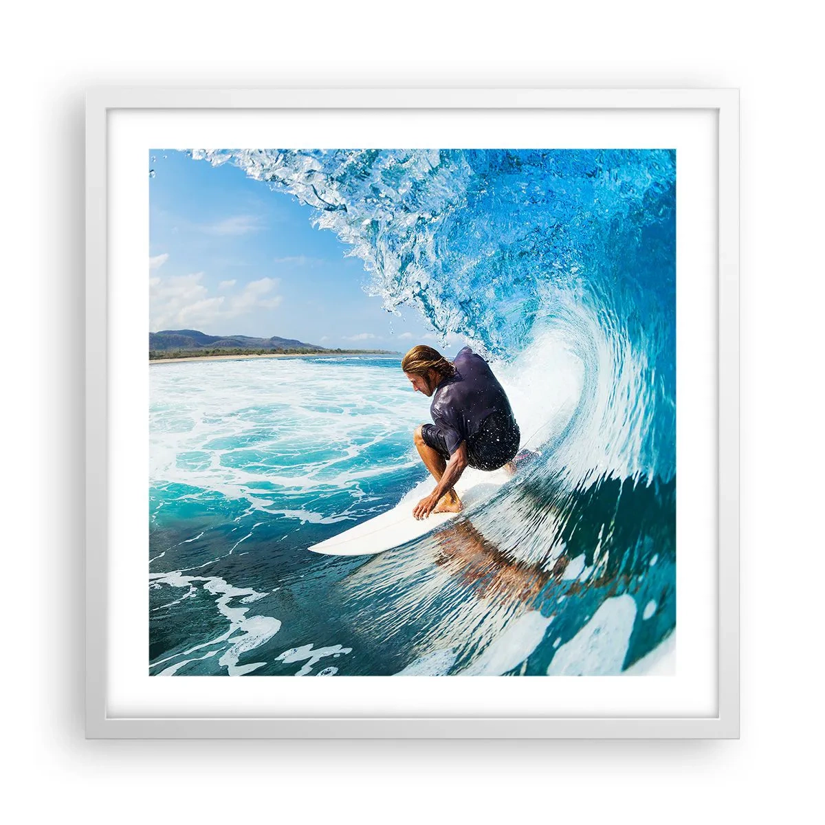 Poster in cornice bianca - Ballando con le onde - 50x50 cm