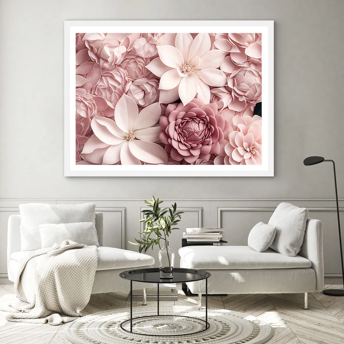 Poster in cornice bianca - Nei petali di rosa - 100x70 cm