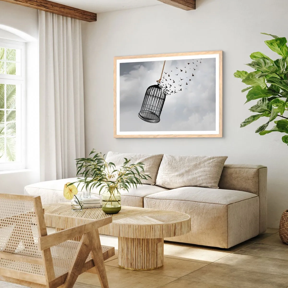 Poster in cornice rovere chiaro - Fede... Speranza... Libertà! - 70x50 cm