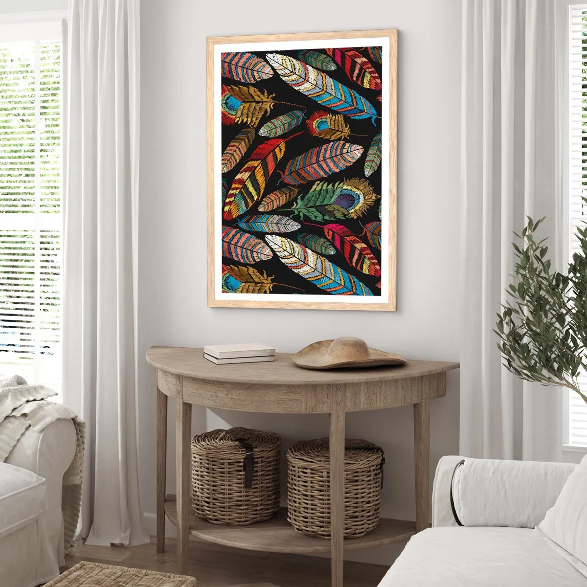 Poster in cornice rovere chiaro - Il carnevale degli uccelli - 30x40 cm