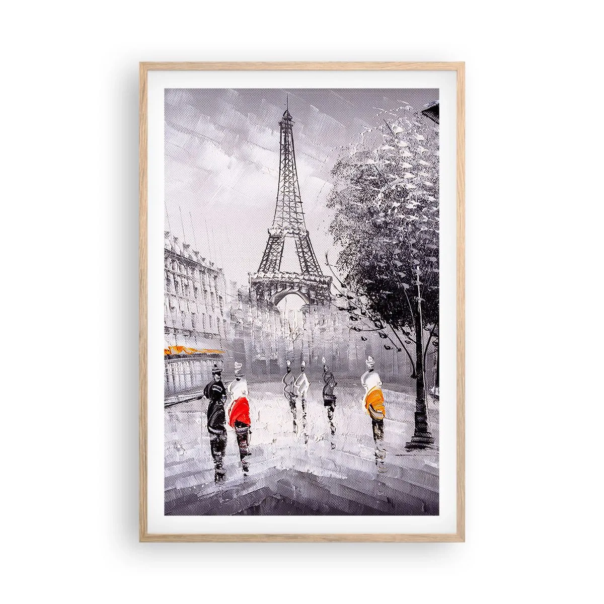 Poster in cornice rovere chiaro - Passeggiata a Parigi - 61x91 cm