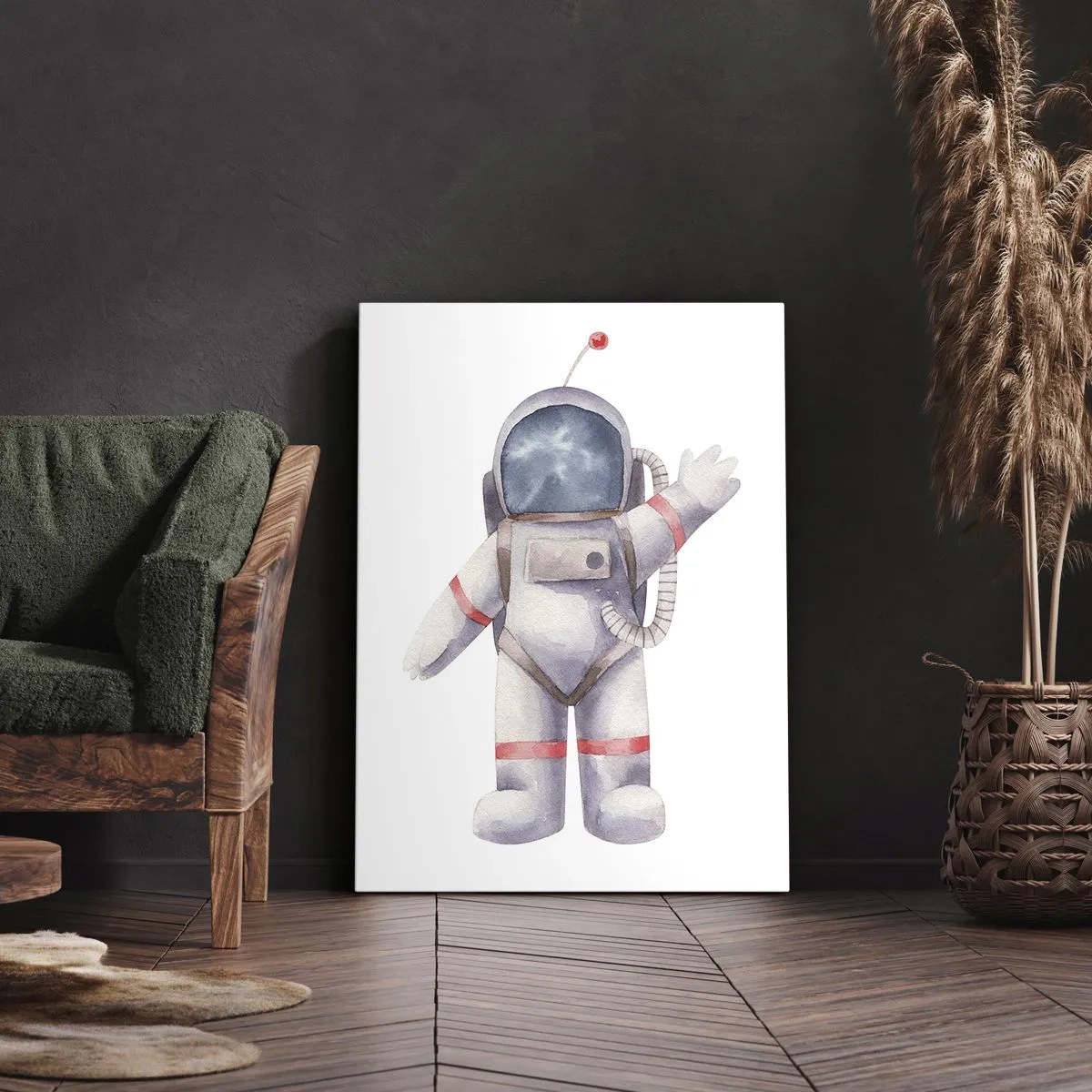 Quadro su tela - Stampe su Tela - Astronauta in stile acquerello su sfondo bianco - 50x70cm - Ci vediamo! - Decorazione murale moderna per soggiorno e camera da letto ARTTOR
