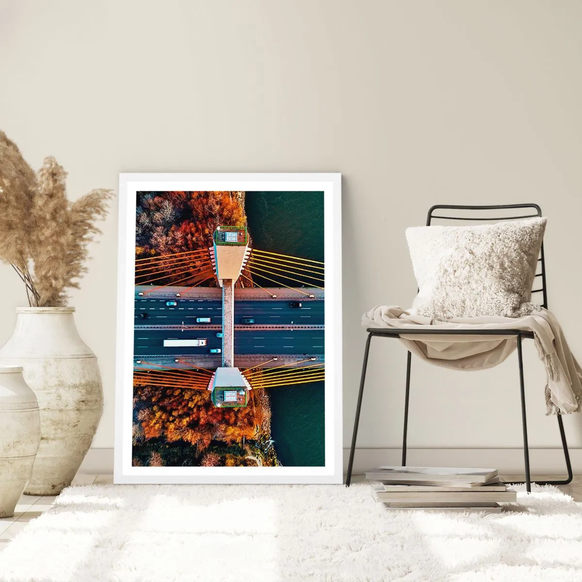 Poster in cornice bianca - Oltre il fiume, oltre il bosco - 30x40 cm