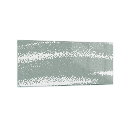 Quadro su vetro - Onde invernali nei toni del menta e del bianco - 120x50cm - Astrazione in clima invernale - Decorazione murale moderna per soggiorno e camera da letto ARTTOR