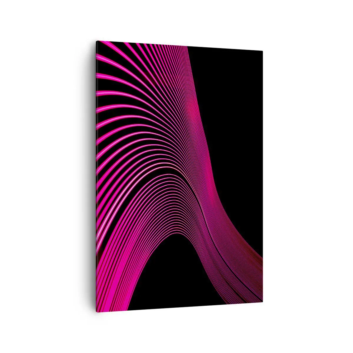 Quadro su tela - Stampe su Tela - Linee futuristiche nei toni del rosa su sfondo nero - 70x100cm - Il viale della luce - Decorazione murale moderna per soggiorno e camera da letto ARTTOR