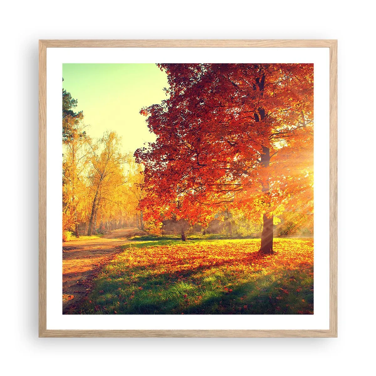 Poster in cornice rovere chiaro - Rosso è bello - 60x60 cm