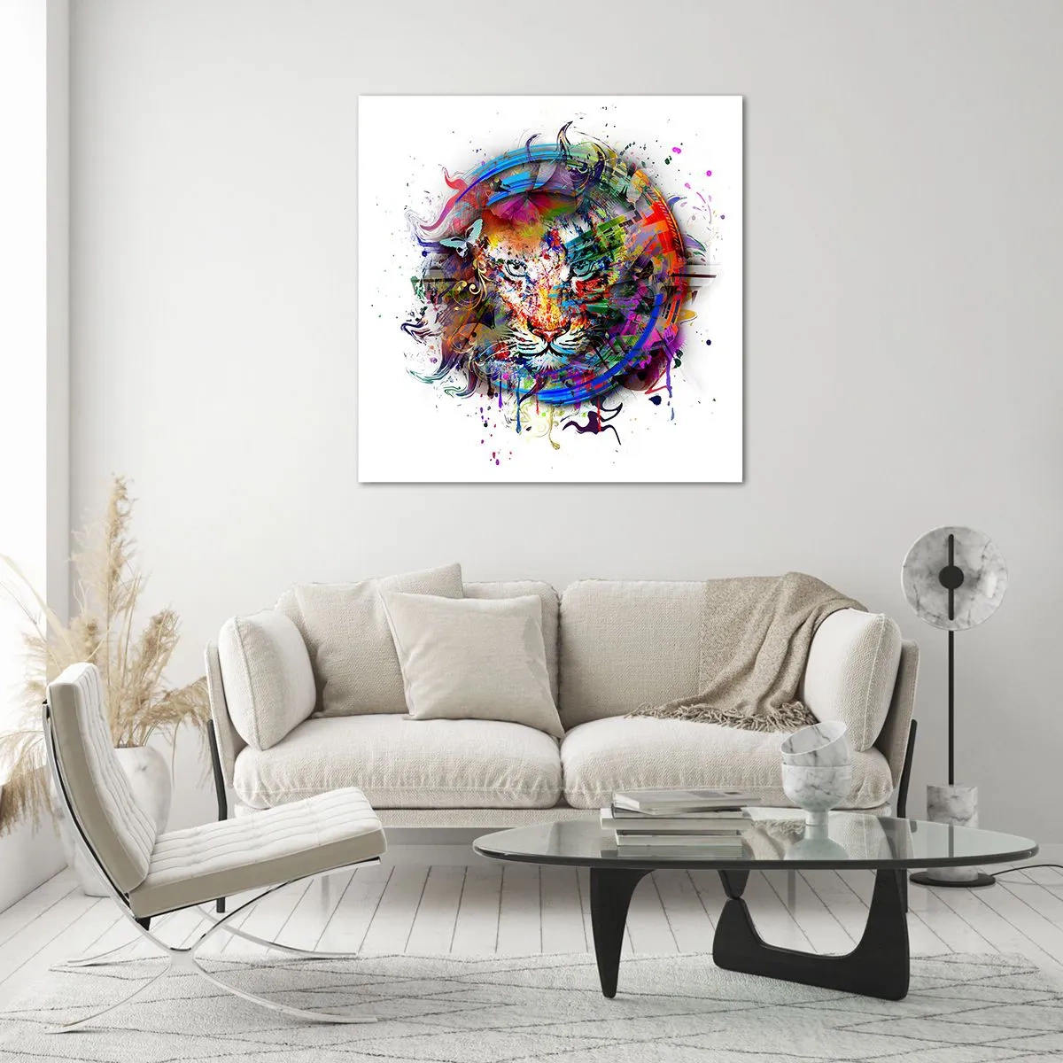 Quadro su vetro - Si nasconde dietro un velo arcobaleno - 60x60 cm
