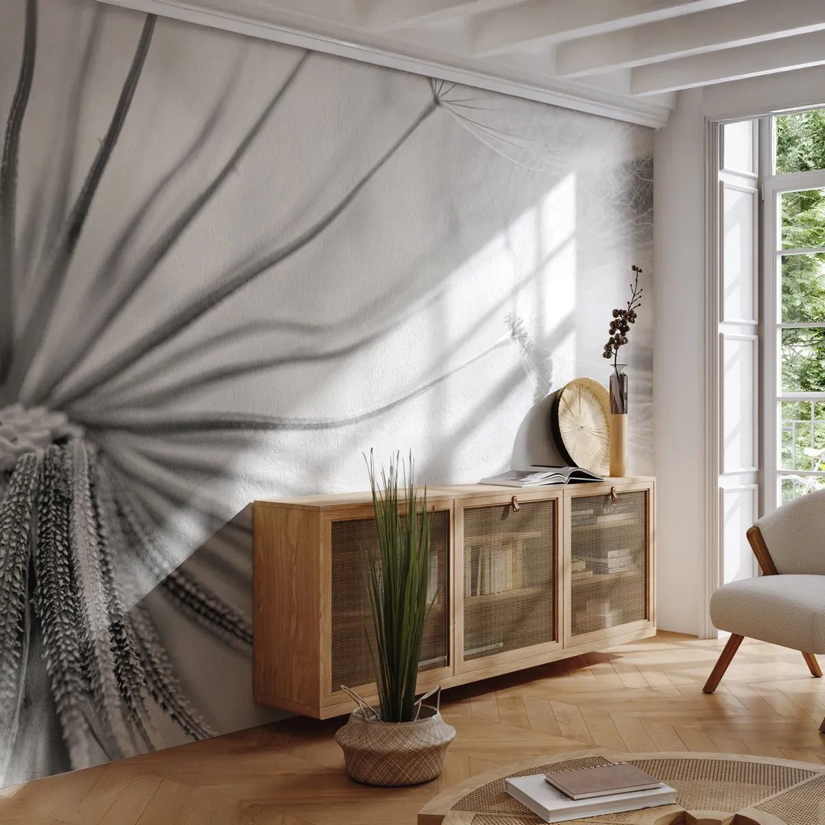 Fotomurali Standard Eco - Denti di leone, aquiloni - Minimalismo, Delicato, Fiore - 200x140 cm