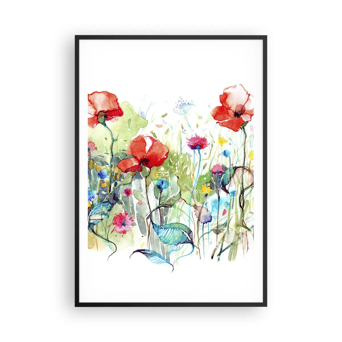 Poster in cornice nera - Il prato fiorito a maggio - 70x100 cm