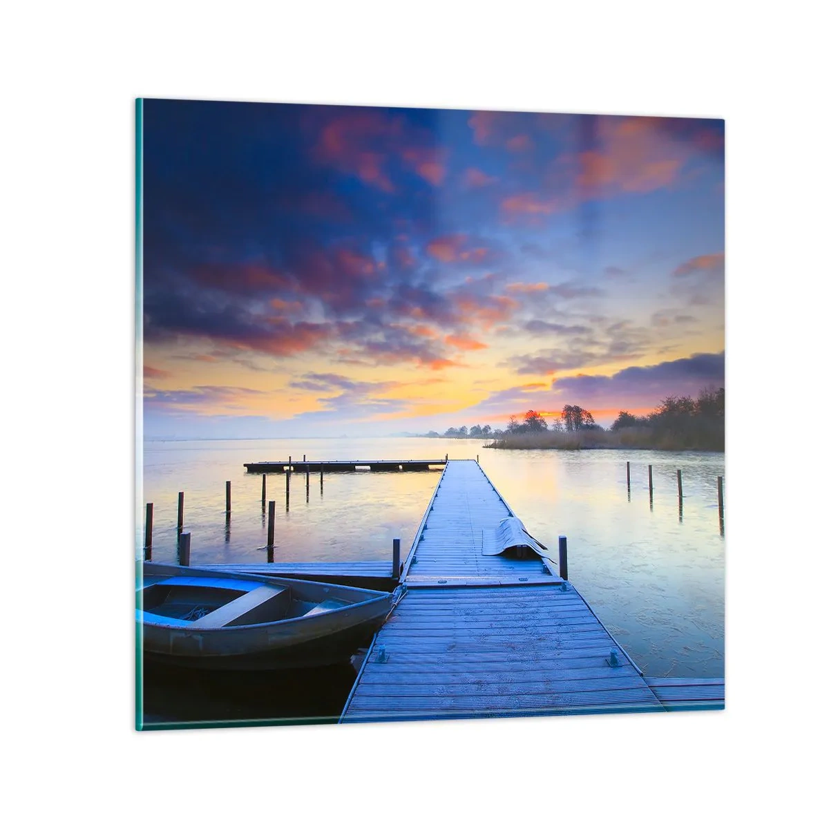 Quadro su vetro - Tranquillità violacea e dorata - 60x60 cm