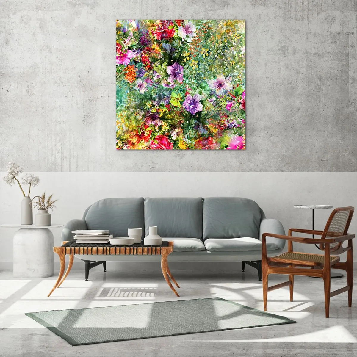 Quadro su vetro - Perdersi nei fiori - 30x30 cm