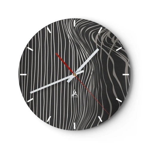 Orologio da parete - Orologio in Vetro - Linee astratte su uno sfondo scuro - 30x30cm - Ritmo e accento - Decorazione murale moderna per soggiorno, cucina e camera da letto ARTTOR
