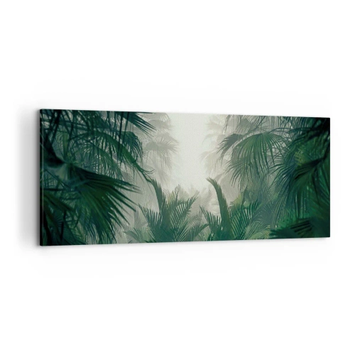 Quadro su tela - Stampe su Tela - Vegetazione tropicale nella fitta nebbia della foresta pluviale - 120x50cm - Mistero dei tropici - Decorazione murale moderna per soggiorno e camera da letto ARTTOR