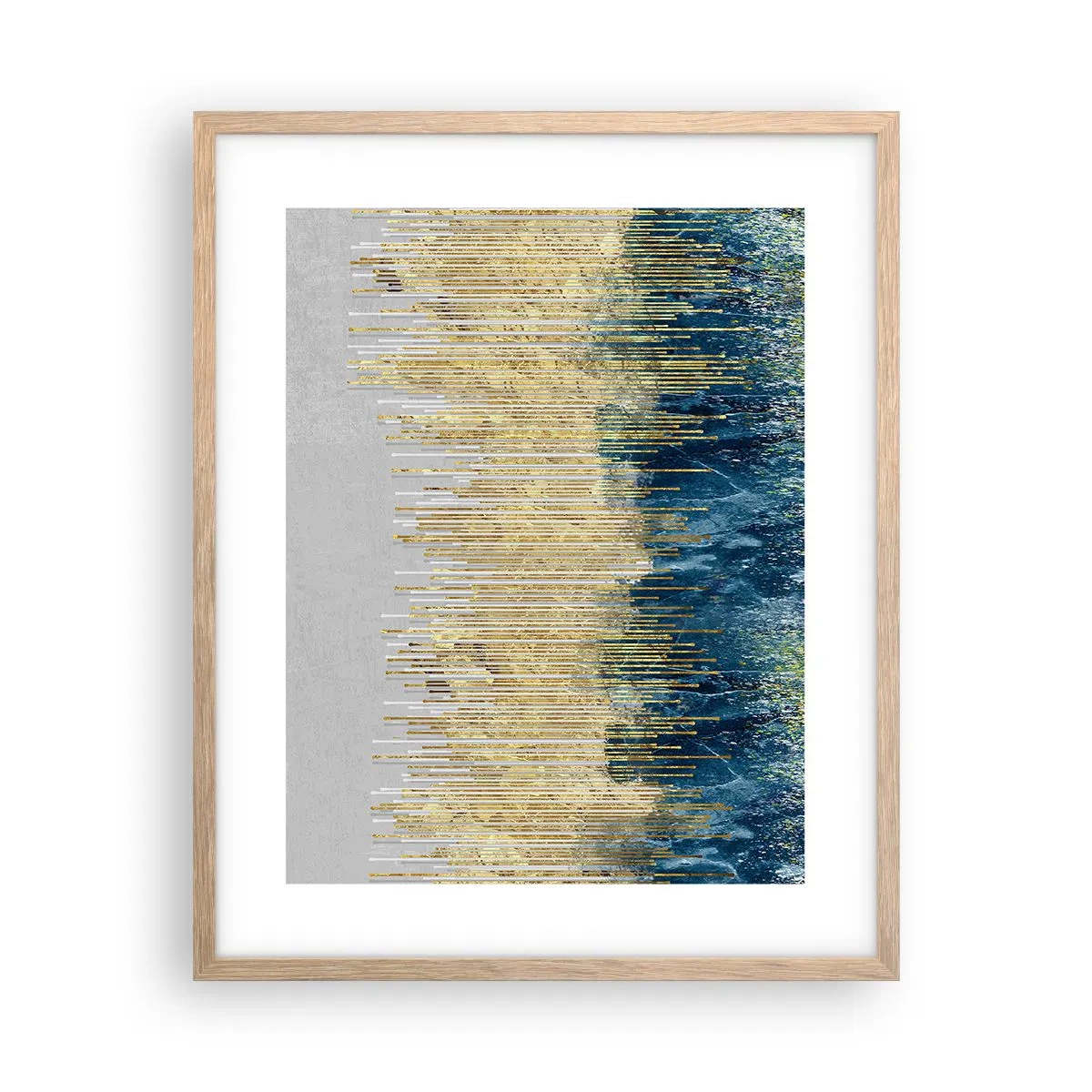 Poster in cornice rovere chiaro - Confine dorato - 40x50 cm