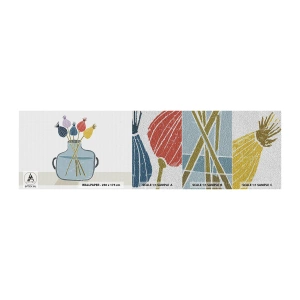 Campione di Fotomurale Premium Sand - Il silenzio dei papaveri - Fiori, Vaso, Minimalismo - 100x30 cm