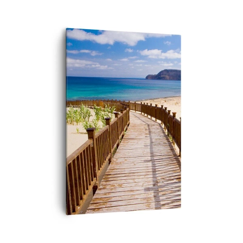 Quadro su tela - Stampe su Tela - Sentiero in legno che conduce alla spiaggia con vista sull'oceano - 70x100cm - Portami alle isole fortunate - Decorazione murale moderna per soggiorno e camera da letto ARTTOR