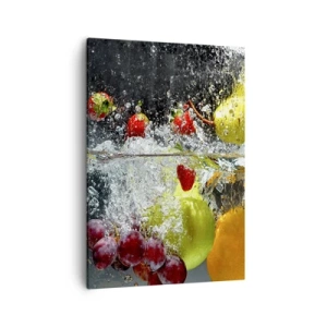 Quadro su tela - Stampe su Tela - Frutti colorati in acqua durante l'immersione dinamica - 50x70cm - Frutta rinfrescante - Decorazione murale moderna per soggiorno e camera da letto ARTTOR