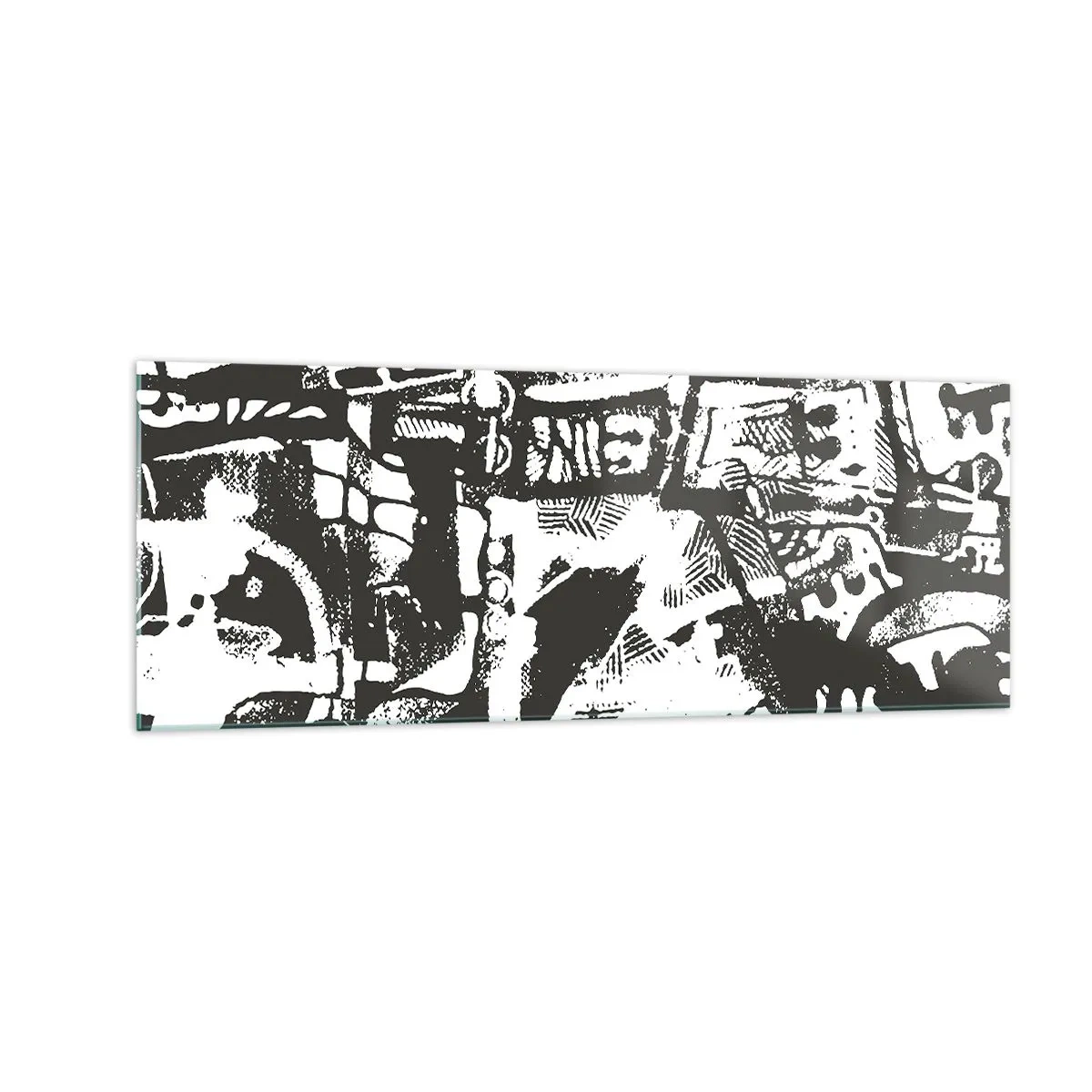 Quadro su vetro - Motivo retrò monocromatico astratto - 140x50cm - Ordine o caos? - Decorazione murale moderna per soggiorno e camera da letto ARTTOR