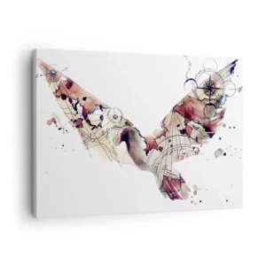 Quadro su tela - Stampe su Tela - Sagoma artistica di uccello con motivi geometrici - 70x50cm - Viandante nell'aria - Decorazione murale moderna per soggiorno e camera da letto ARTTOR