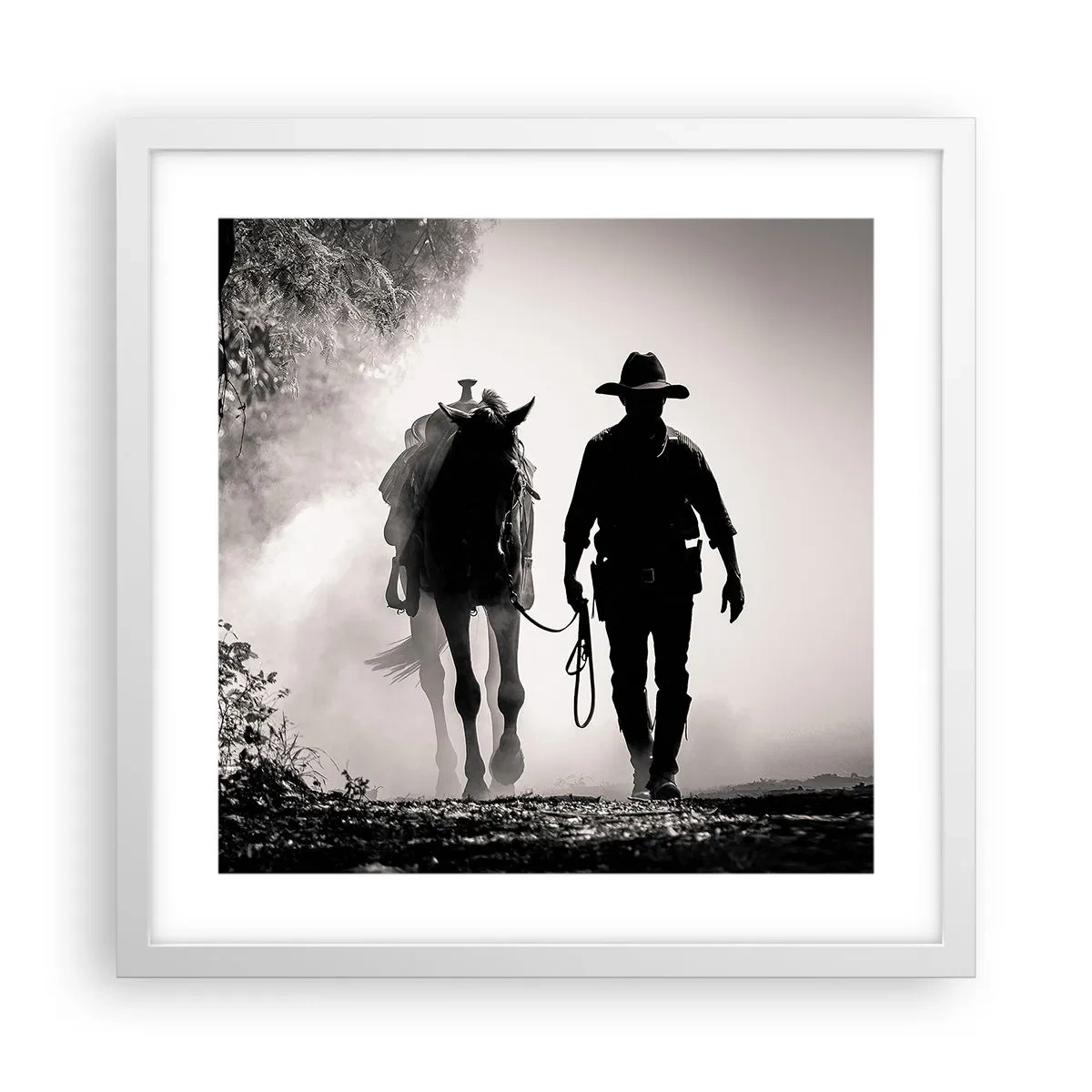 Poster in cornice bianca - Mattino texano - 40x40 cm