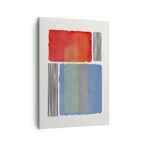 Quadro su tela - Stampe su Tela - Composizione geometrica con blocchi colorati e linee - 50x70cm - Spirito e lettera della geometria - Decorazione murale moderna per soggiorno e camera da letto ARTTOR