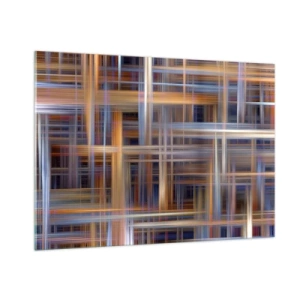 Quadro su vetro - Motivo geometrico di linee e colori in stile astratto - 100x70cm - Tessute con la luce - Decorazione murale moderna per soggiorno e camera da letto ARTTOR