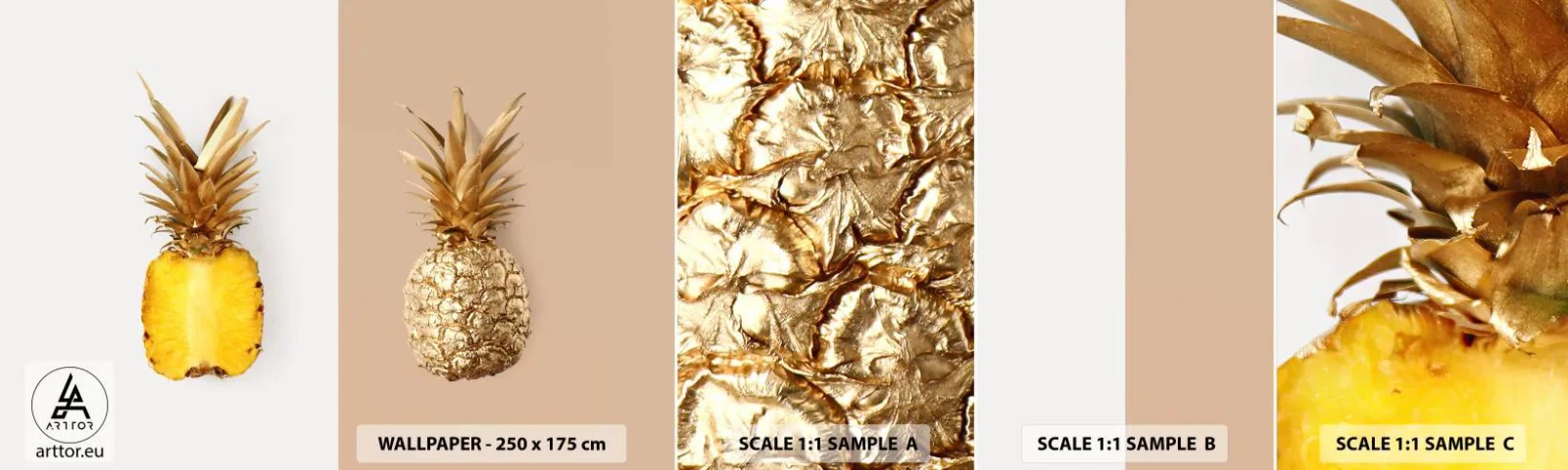 Campione di Fotomurale Adesivo Deluxe Sticker - Ananas per due - Ananas, Frutta, Dolce - 100x30 cm