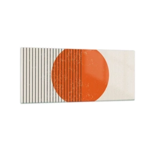 Quadro su vetro - Sole minimalista con linee geometriche - 120x50cm - Sempre il sole - Decorazione murale moderna per soggiorno e camera da letto ARTTOR