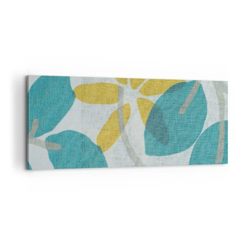 Quadro su tela - Stampe su Tela - Tra le foglie azzurre - 100x40 cm