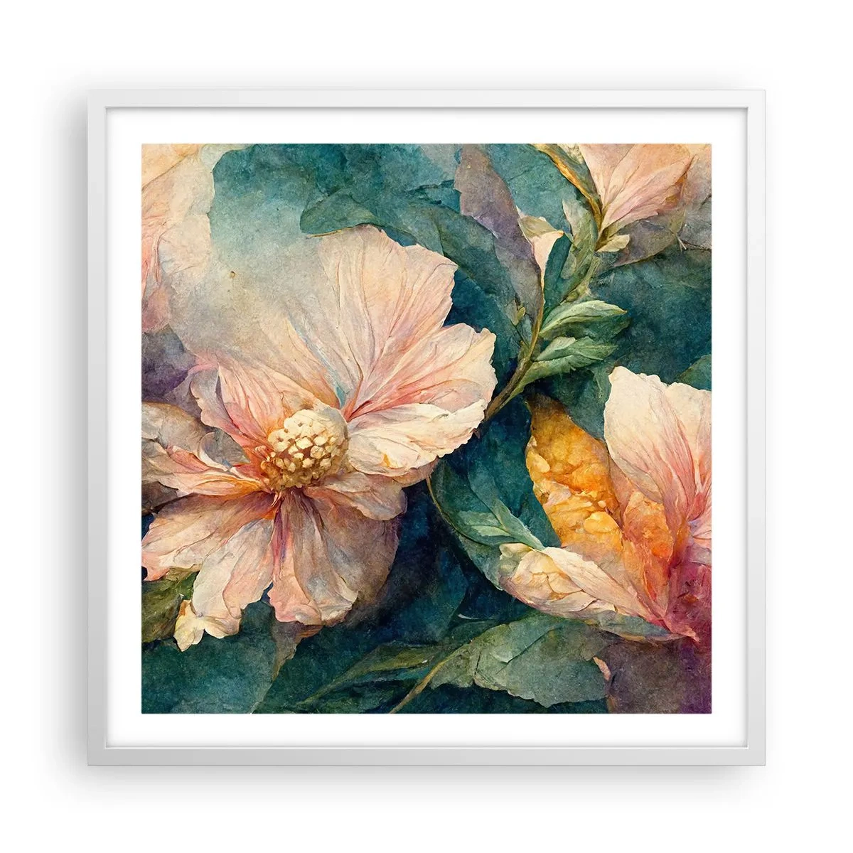 Poster in cornice bianca - Delicatezza pura - 60x60 cm