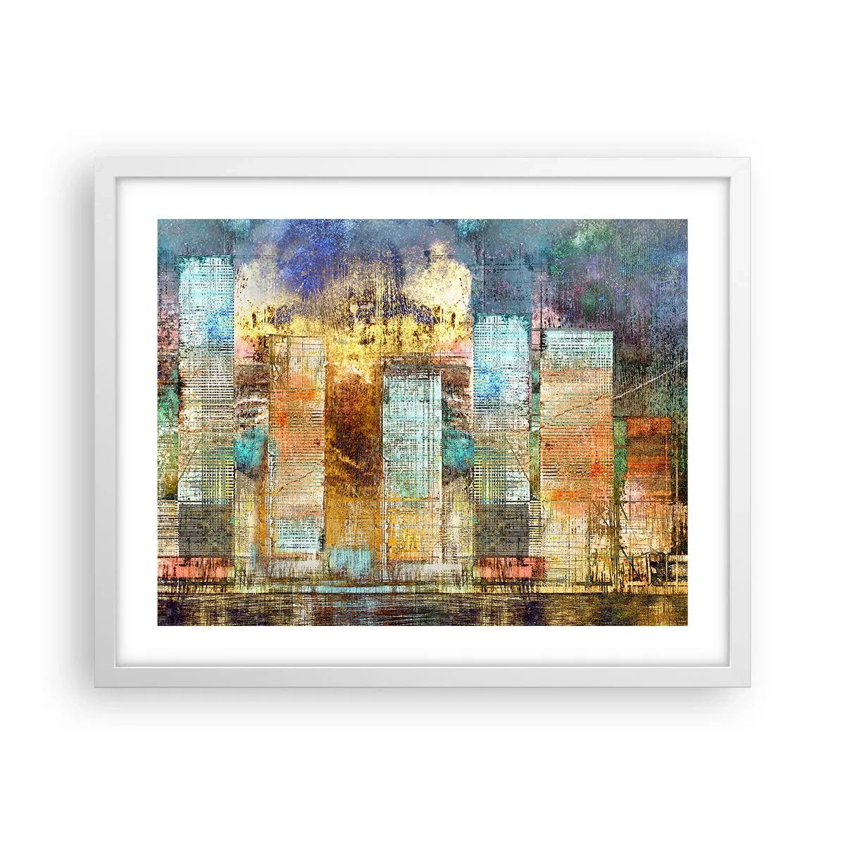 Poster in cornice bianca - Metropoli nel sole - 50x40 cm