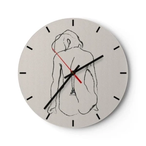 Orologio da parete - Orologio in Vetro - Uno schizzo sottile di una silhouette femminile su uno sfondo chiaro - 30x30cm - Nudo di ragazza - Decorazione murale moderna per soggiorno, cucina e camera da letto ARTTOR