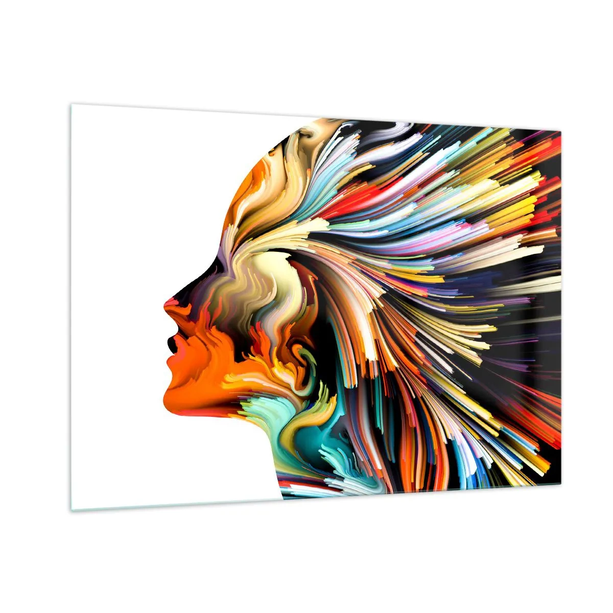 Quadro su vetro - Un'esplosione di colori a forma di sagoma umana - 100x70cm - Esplosione di fantasia - Decorazione murale moderna per soggiorno e camera da letto ARTTOR