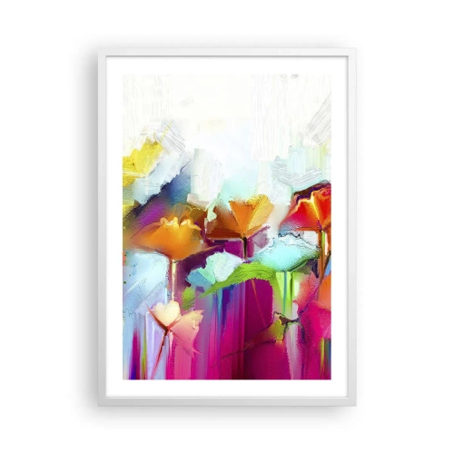 Poster in cornice bianca - L'arcobaleno è fiorito - 50x70 cm