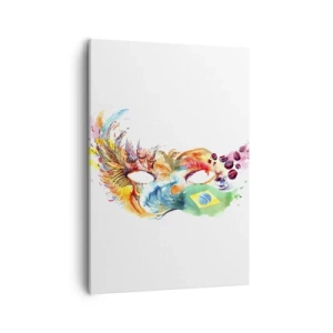 Quadro su tela - Stampe su Tela - Maschera colorata ad acquerello ispirata al Brasile - 50x70cm - Il Brasile accoglie con la samba - Decorazione murale moderna per soggiorno e camera da letto ARTTOR