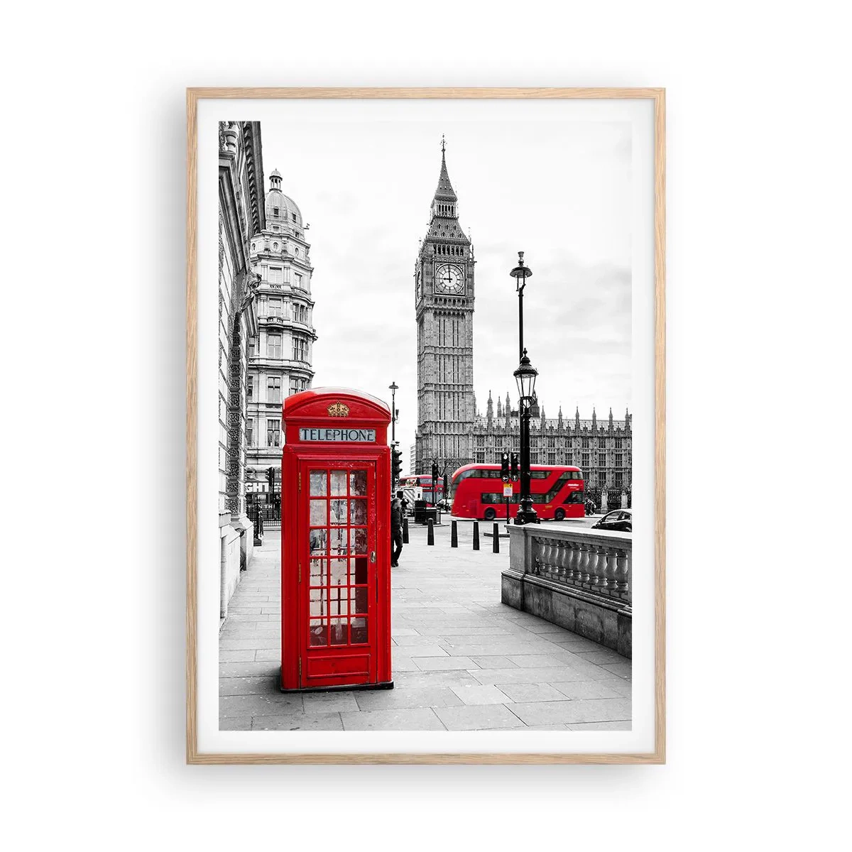 Poster in cornice rovere chiaro - Indubbiamente Londra - 70x100 cm