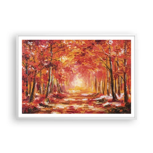 Poster in cornice bianca - Foresta di rame - 100x70 cm