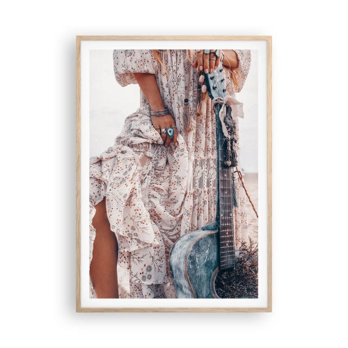 Poster in cornice rovere chiaro - Figli dei fiori in cammino - 70x100 cm