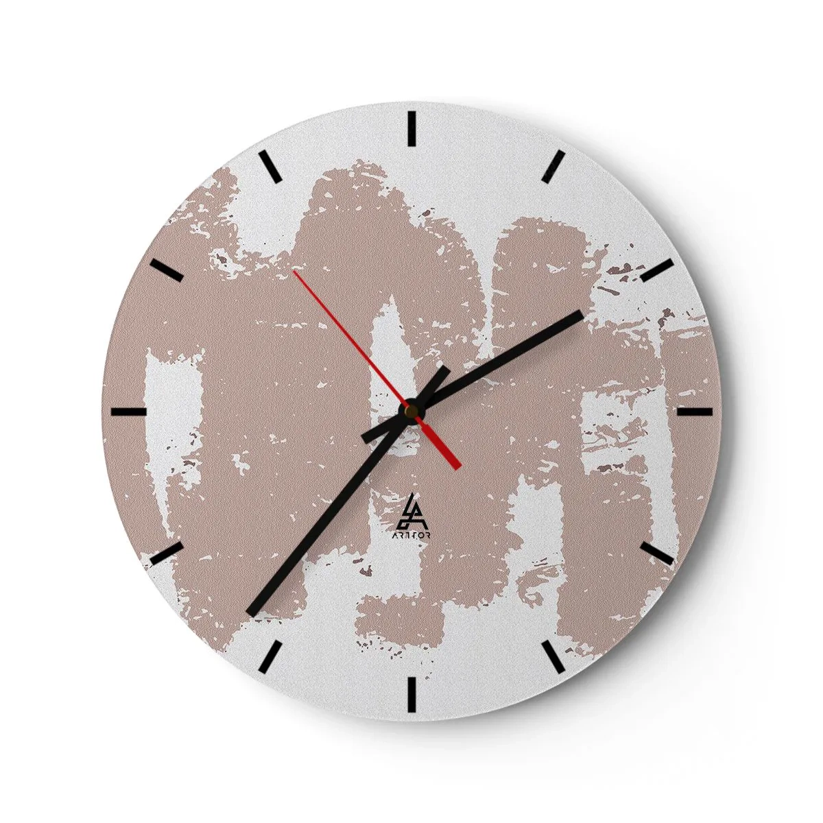 Orologio da parete - Orologio in Vetro - Astrazione strutturale nei toni del rosa cipria - 30x30cm - Astrazione in un rosa mite - Decorazione murale moderna per soggiorno, cucina e camera da letto ARTTOR