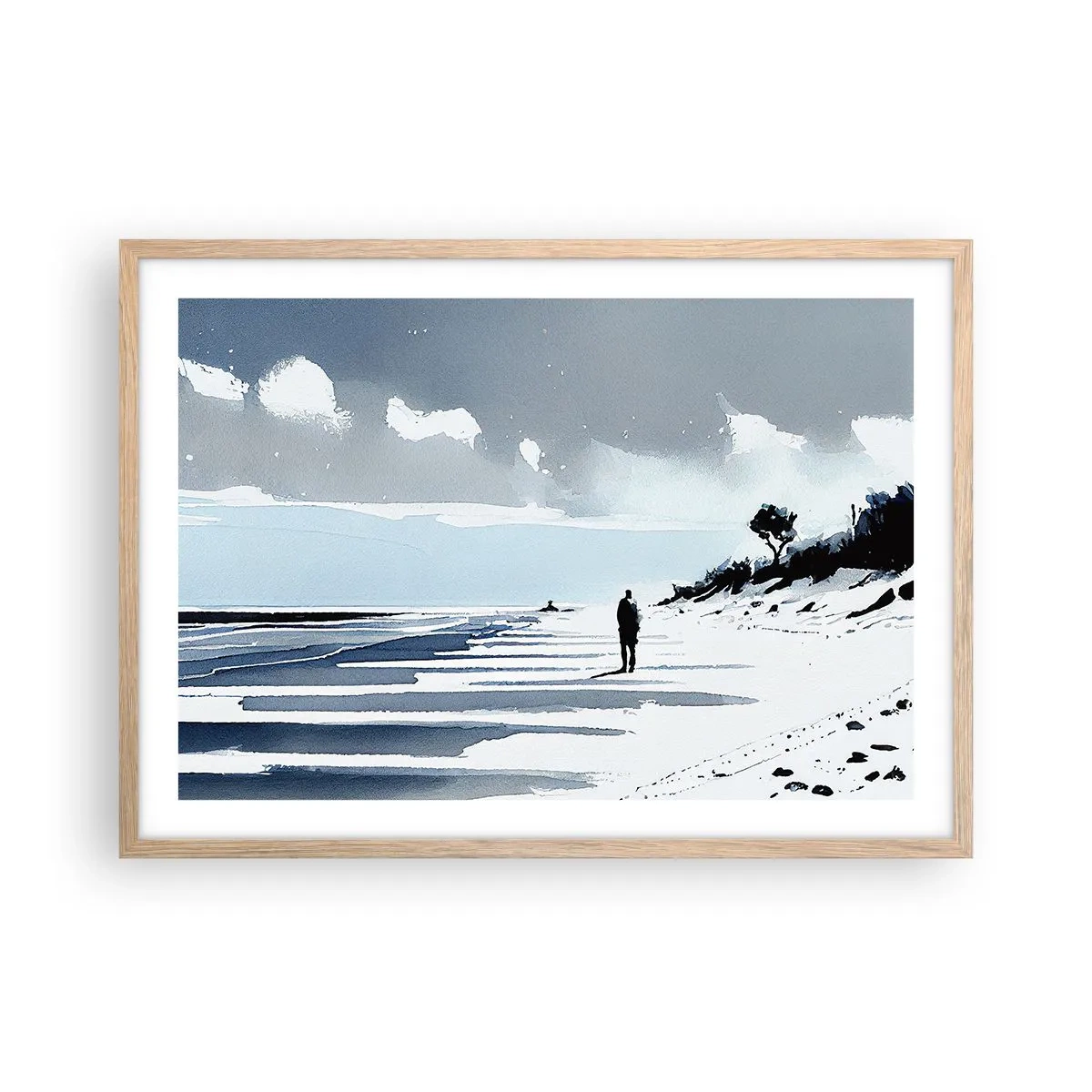 Poster in cornice rovere chiaro - Solo con se stesso - 70x50 cm