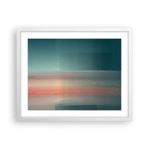 Poster in cornice bianca - Astrazione: onde di luce - 50x40 cm