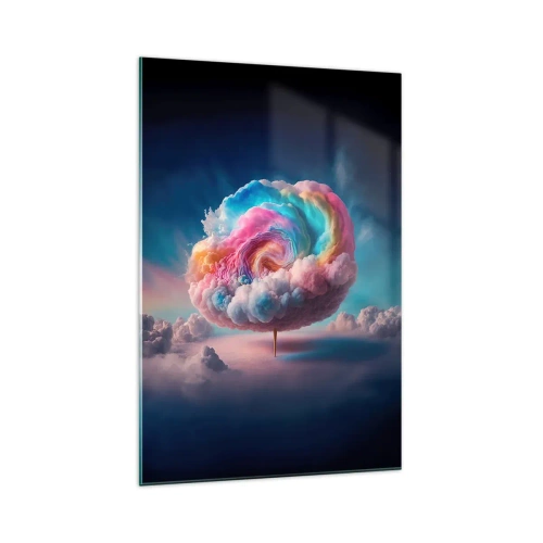 Quadro su vetro - Una nuvola a forma di spirale con colori pastello nel cielo - 70x100cm - Il sogno del luna park - Decorazione murale moderna per soggiorno e camera da letto ARTTOR