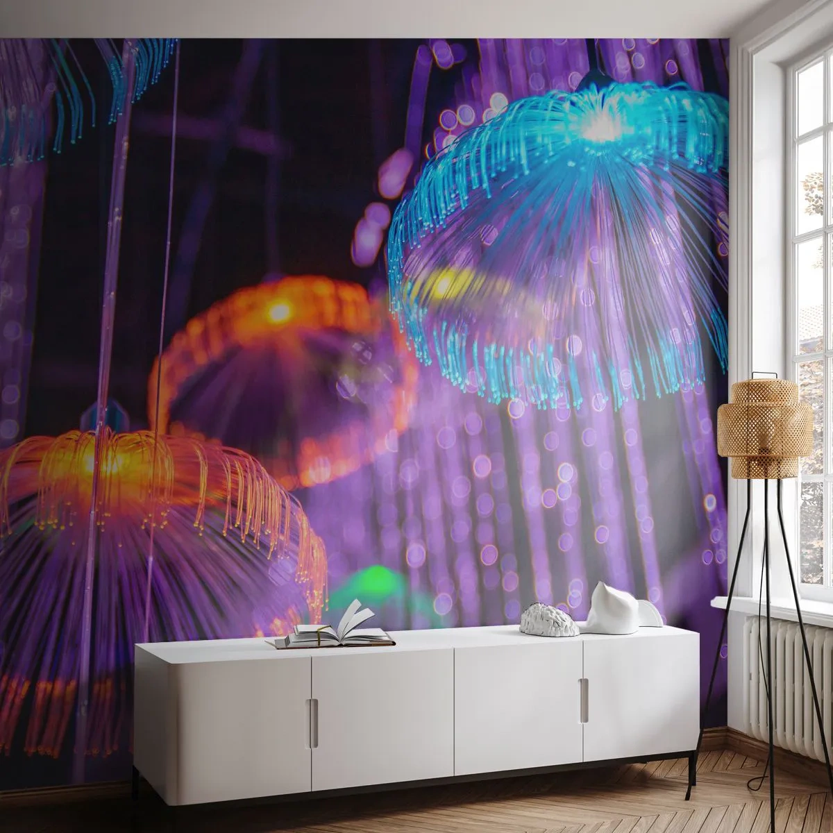 Fotomurali Autoadesivo Deluxe Sticker - Fontane di luce - Neon, Luci, Luminanza - 250x175 cm